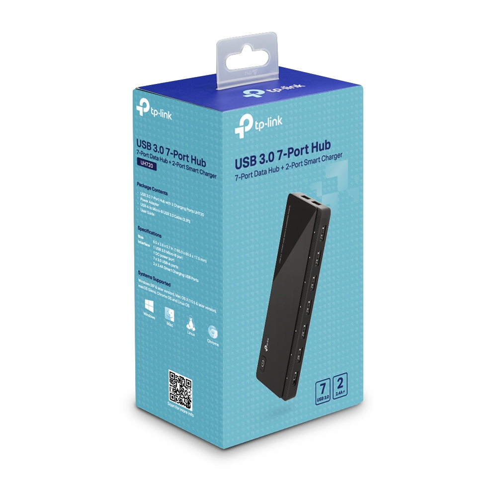
TPLINK USB 3.0 7-Port Hub with 2 Charging Ports UH720