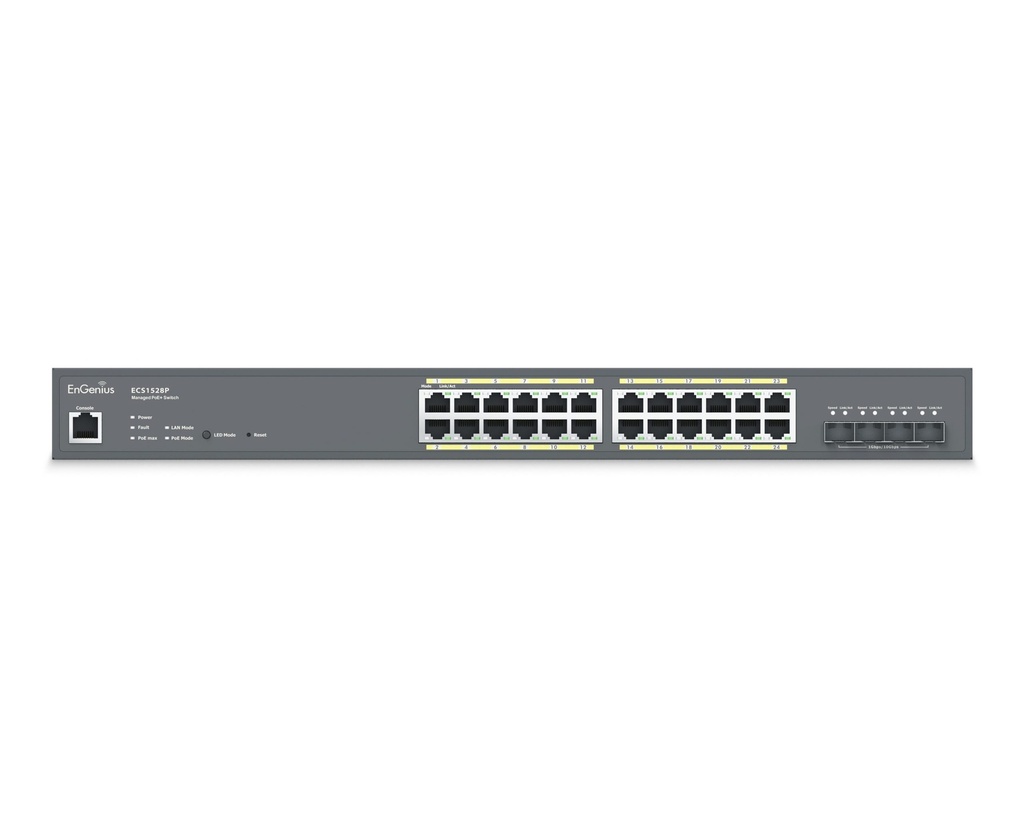 Engenius Cloud Managed 240W 24-Port Gigabit Switch PoE+ with 4 SFP+ Ports ECS1528P

