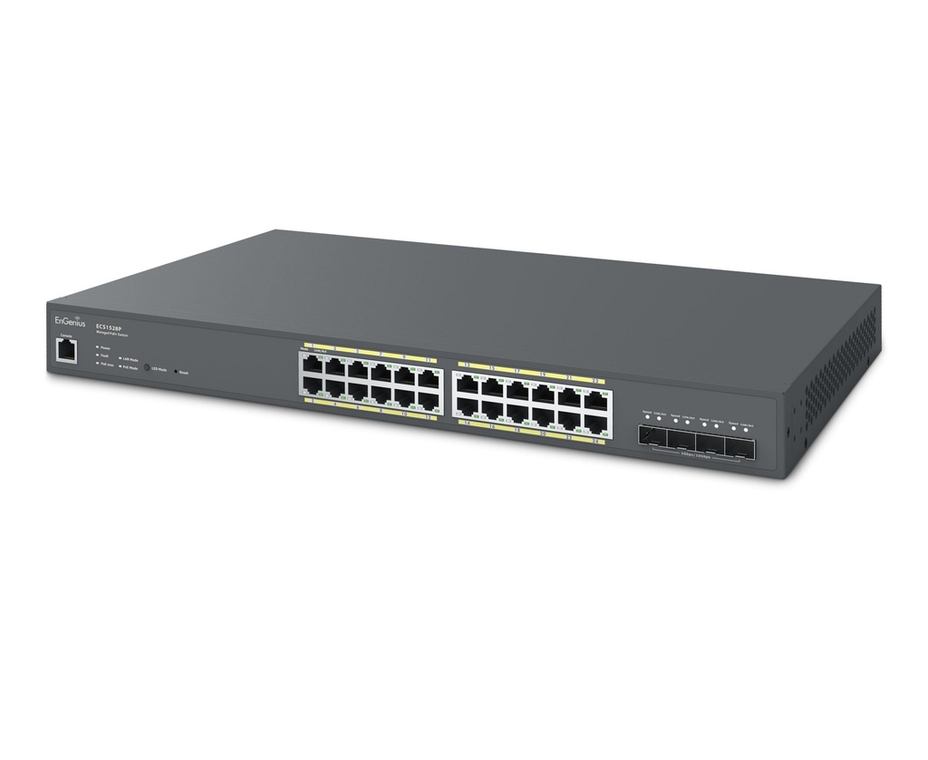 Engenius Cloud Managed 240W 24-Port Gigabit Switch PoE+ with 4 SFP+ Ports ECS1528P

