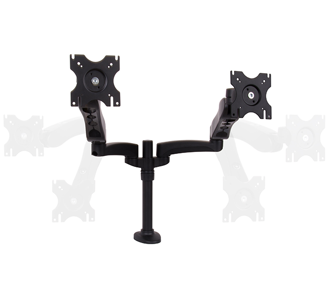 B TECH Full Motion Twin Screen Desk Mount BT7384 Dual Articulated Arms
