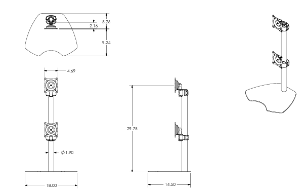 Legrand Chief Dual Vertical Table Stand - KTP230B