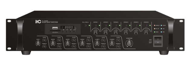 ITC 120 Watts 6-zone multi-function mixer power amplifier Model  #TI-1206S